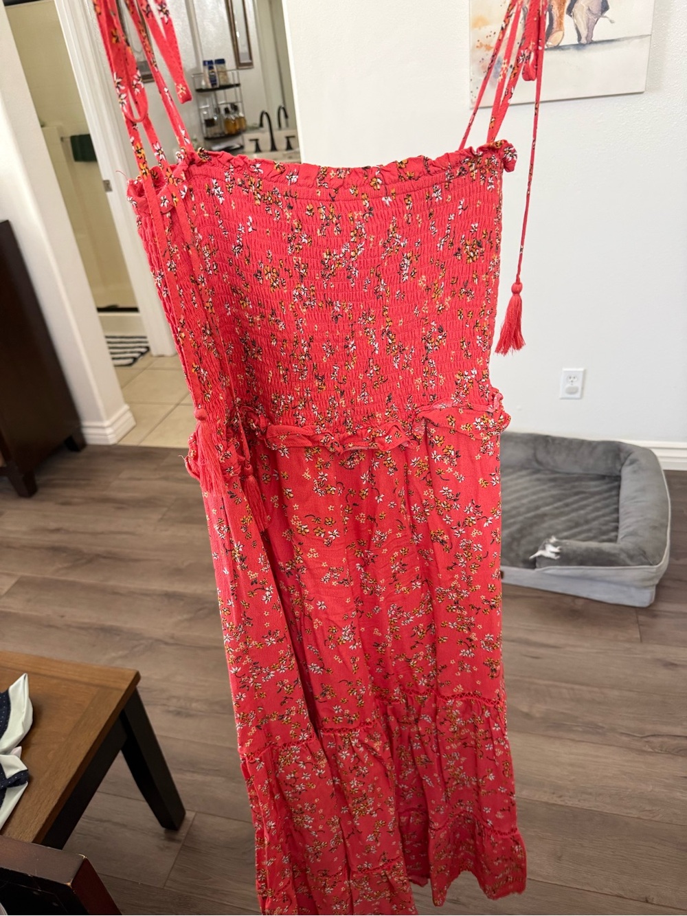 Lost + Wander Coral Floral Smocked Sundress